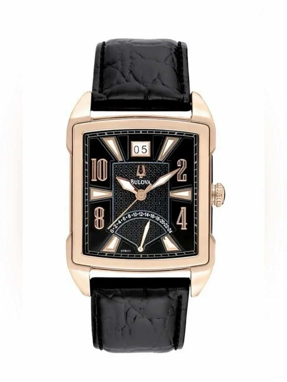 BULOVA Adventurer Good Black Dial Men's Leather Strap Watch